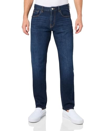 Image of Armani Exchange Men's J16 Straight Fit Comfort Cotton Denim Pants Jeans, Indigo Denim,