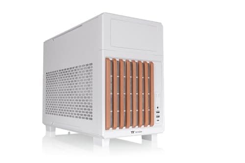 Image of Thermaltake TR200 WS | Micro-ATX Case with Wooden Front Panel | USB 3.2 Gen 2 Type-C and 2 x USB 3.0 | Pre-installed 120 mm Rear Fan | Compatible with AIO and 6-Inch LCD Kit | White