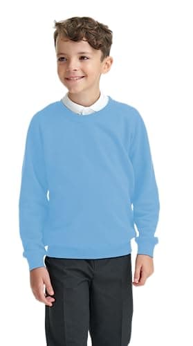 Image of Integriti Schoolwear Boys Girls Unisex Jumper Sweatshirt Crew Neck Round Neck School Uniform Ages 1-15 Sky Blue