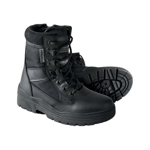 Image of Kombat UK Kids Leather Cadet Patrol Boots, Black, Side Zip, Thinsulate Lining, UK Sizes 8-13 (UK 3)