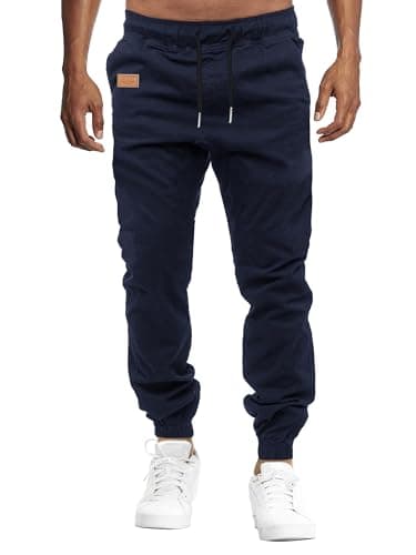 Image of VMSUCIJ Mens Cargo Trousers Joggers for Men UK Work Trousers Outdoor Pants Cotton Chinos Regular Fit Multi-Pocket,Blue 01,M