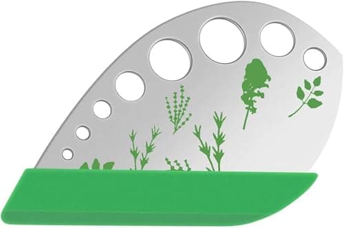 Image of Herb Stripper, 9 Hole Stainless Steel Herb Cutter Leaf Stripper with Protective Cover Kitchen Gadget for Basil, Rosemary, Thyme, Chard, Kale, Mint