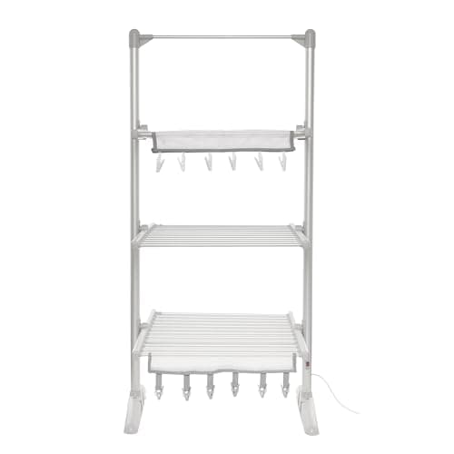 Image of PIFCO 3 Tier Heated Clothes Airer - Electric Clothes Dryer with 36 Heated Bars, Foldable and Energy-Efficient Heated Drying Rack for Indoor Use, Holds Up to 30kg, Quick-Drying Laundry Solution