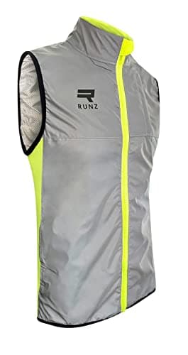 Image of RUNZ Reflective Running Gilet Cycling Walking Hiking Hi Vis High Visibility Vest Safety Vest Night Walking Gilet Sleeveless Unisex Sizes MEDIUM