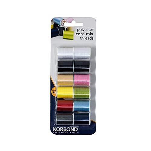 Image of Korbond CORE Mix Polyester Thread Selection by Korbond-12 x 32m spools – 10 Colours – 384 metres – Hand and Machine Sewing, Repairs, Crafting, White