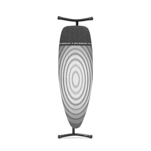 Image of Brabantia - Ironing Board D - Integrated Steam Iron Rest - Adjustable Height with Transport Lock - Non-Slip Rubber Feet - Cotton Cover with Foam Layer - Foldable XL Unit - Titan Oval - 135x45 cm