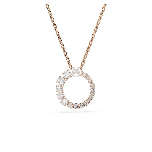 Image of Swarovski Matrix pendant, Crystal pearl, Round cut, White, Rose gold-tone plated