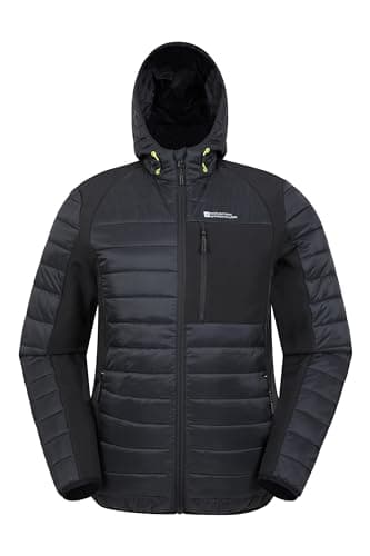 Image of Mountain Warehouse Turbine Mens Padded Softshell - Warm & Lightweight Parka Jacket with Stretch Panels - Spring Summer, Camping & Outdoors Black XL