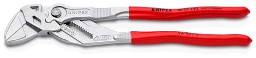 Image of KNIPEX Pliers Wrench, Chrome-Plated, 250 mm, Grips Continuously up to 52 mm, Fine Adjustment by Button Push, Adjustable Wrench, 86 03 250