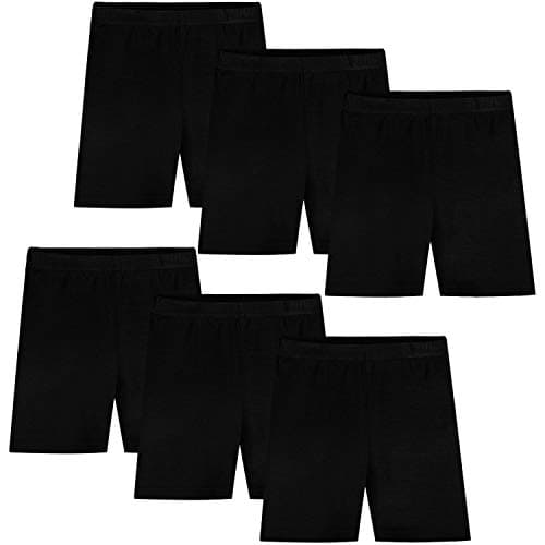 Image of Auranso Girls Dance Shorts Breathable and Safety Dress Short 6 Pack Kids Stretchy Dancing Bike Pants for Girl Size 2-10 Years (Black, 5-7 Years)