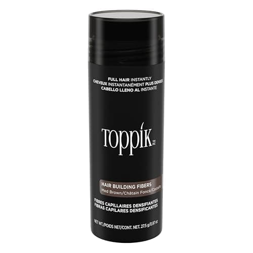 Image of Toppik Hair Building Fibres Powder, Medium Brown, 27.5g Bottle - for A Thicker-looking Hairline, Crown and Beard, Instant Thinning Concealer for Men and Women 