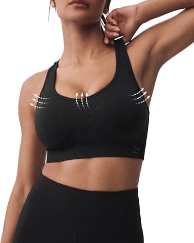 Image of FITTIN Racerback Sports Bra for Women - High Impact Padded Seamless Activewear Bras for Yoga Gym Workout Fitness Black
