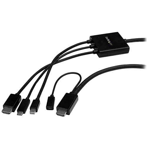 Image of StarTech.com USB-C HDMI Cable Adapter - 6 ft / 2m - 4K - Thunderbolt Compatible - HDMI / USB C / Mini DisplayPort to HDMI Cable