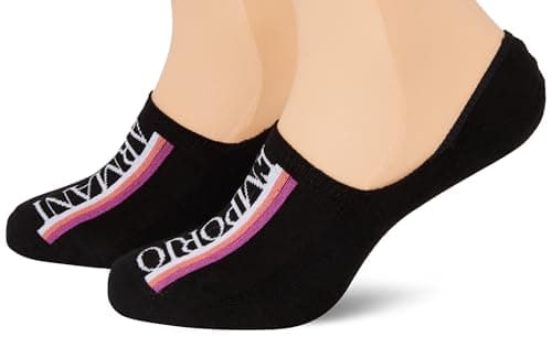 Image of EMPORIO ARMANI Woman Sponge Logo Band 2-Pack Long Socks Black S/M