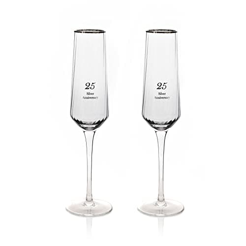 Image of Widdop and Co Amore by Juliana Set of 2 Flute Rippled Glasses in Gift Box - (25th Anniversary)