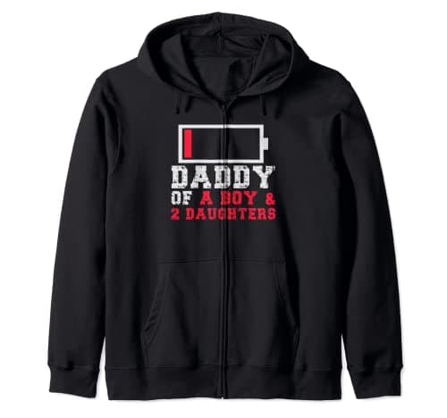 Image of Dad of a Boy and Two Daughters Dad of Three Kids Fathers Day Zip Hoodie