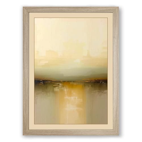 Image of Horizon at Dawn Minimalist Framed Wall Art Print A3 (42×29.7cm) Oak, Wall Decor for Living Room, Bedroom, Office & Home, Ready to Hang, Art Gift
