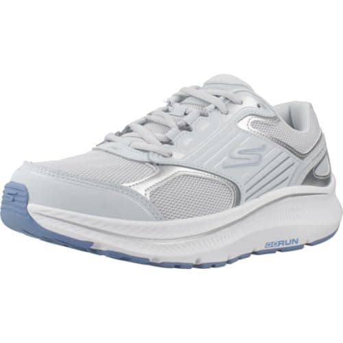 Image of Skechers Women's Go Run Consistent 2.0 Advantage Sneaker, Light Blue Leather/Silver Trim, 7 UK