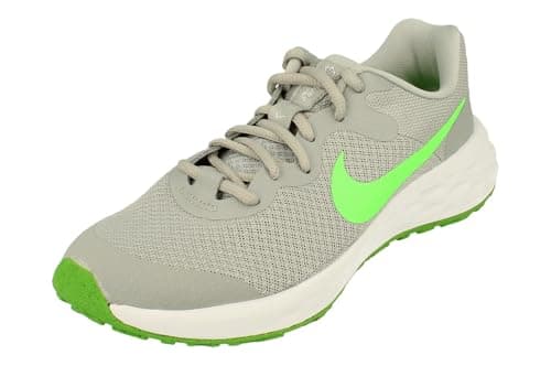 Image of NIKE Revolution 6 Boys Trainers Lt Smoke Grey/Green 5 UK