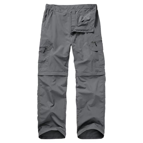 Image of Winebox Walking Hiking Trousers Mens, Convertible Zip Off Lightweight Quick Dry Breathable Cargo Fishing Safari Camping Travel Pants(Gery-38) Grey