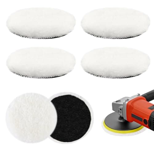 Image of KILDOWS Pack of 4 Lambswool Polishing Discs, 125 mm Wool Polishing Pads, Polishing Attachment Compatible with Bosch Random Orbital Sander, Polishing Disc Polishing Hood Polish Set for Car Polishing