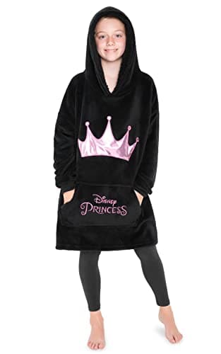 Image of Disney Stitch Fleece Hoodie Blanket for Kids and Teenagers - One Size Fluffy Oversized Hoodie - Stitch Gifts (Black/Pink)