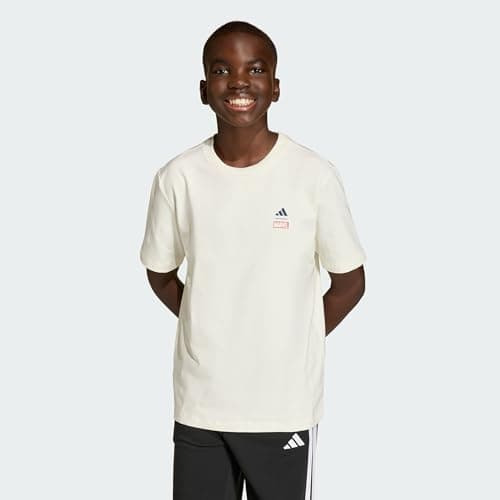Image of adidas Unisex Kids MARVEL SPIDER-MAN GRAPHICS TEE, off white/dark blue, 11-12 Years