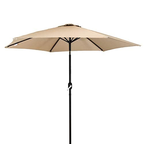 Image of CHARLES BENTLEY Outdoor, Garden, Metal, Patio, Large Umbrella Parasol With Crank & Tilt, 38mm Pole, Beige, Waterproof, Sunshade, Free Standing, Tilt Function, Crank Winding System, Steel (235.5x270cm)