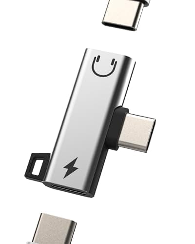 Image of Dual USB C Headphone Audio Splitter(2in1)Type C Charging Cable Port Adapter for Apple iPhone 16 15 pro max Connector DAC earphone Aux Jack Dongle Fast Charger Adaptor Converter compatible for Samsung
