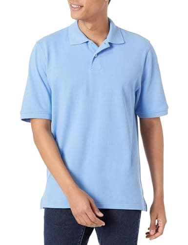 Image of Amazon Essentials Men's Regular-Fit Short-Sleeve Cotton Piqué Polo Shirt (Available in Big and Tall), French Blue, XL