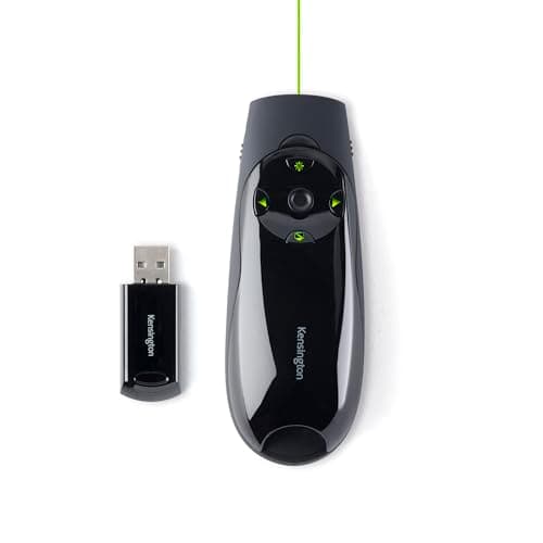 Image of Kensington Presenter Expert - Wireless USB Presentation Clicker with Green Laser Pointer and Cursor Control, Compatible with Windows & macOS - 45m Range (K72426EU)