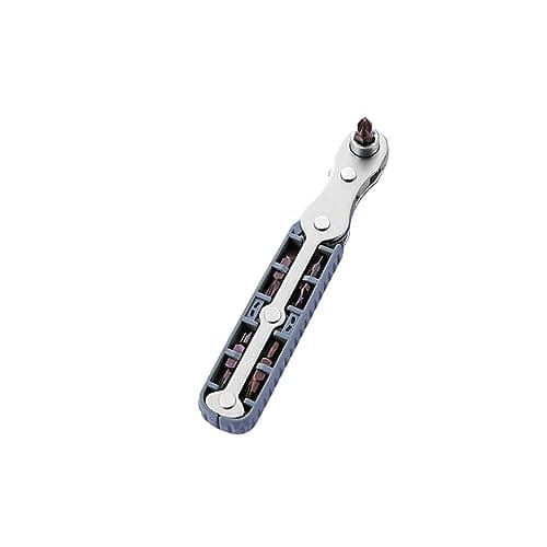 Image of GVSAVY 1-Piece Mini Ratchet Screwdriver Set with 4 Multi-Purpose Bits, High Torque Right Angle EDC Tool, 90 Degree Mini Offset Reversible Drive Handle