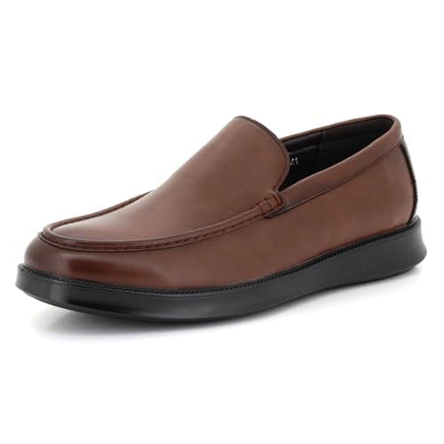 Image of Men’s Classic Slip On Loafers Smart Formal Dress Office Work Everyday Business Moccasin Cofmortable Gents Casual Brown Shoes Size 8 UK 42 EU