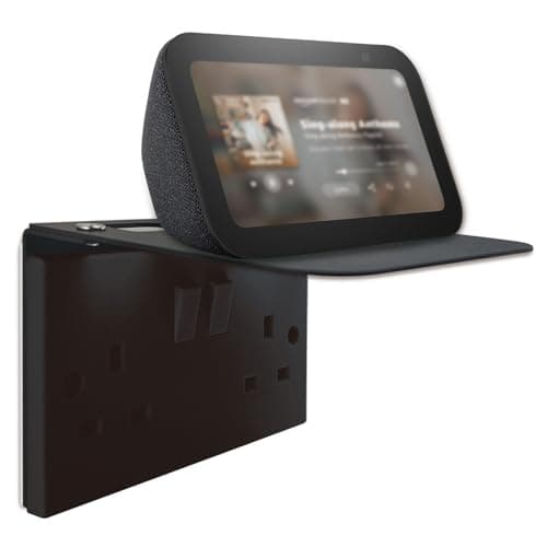 Image of Double Socket Shelf - Space-Saving Wall Holder for Smart Home Devices & Phones | Quick Install with Included Hardware | Perfect for Kitchen, Bedroom, or Anywhere You Need Extra Space (Graphite Grey)