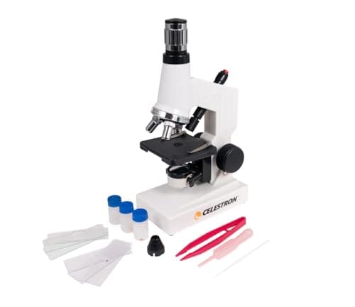 Image of Celestron 44121 Beginner's Microscope Kit, 40x-600x Magnification, White