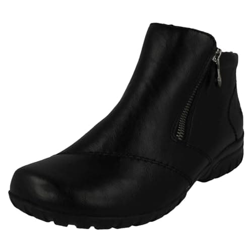 Image of Rieker Ladies Dual Zip Fleece Lined Ankle Boots L4663-01 - Black Synthetic - UK Size 8 - EU Size 42 - US Size 10