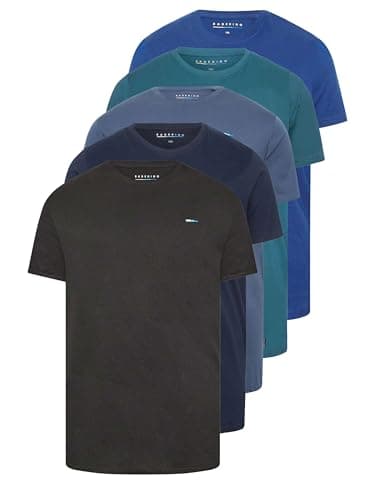 Image of BadRhino Big & Tall 5 Pack Blue & Black Core T-Shirts - Men's - Plus Size Curve