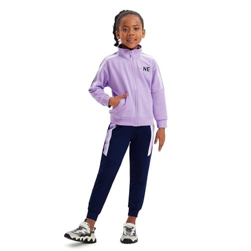 Image of Dmwhsy 2 Piece Girls Tracksuit Set Striped Zip-Up Jacket & Jogger Pants Long Sleeve Sport Top Joggers Outfits for Kids Girls 4-15 Years