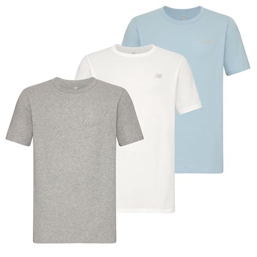 Image of New Balance Men's Cotton Performance Crew Neck T-Shirt (3 Pack), Light Heather Grey/White/Light Chrome, Small