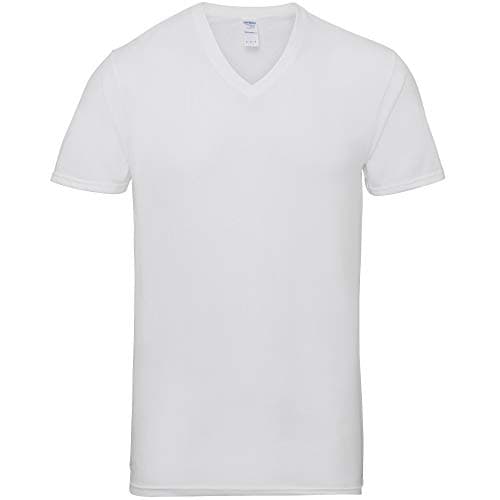 Image of Gildan Mens Premium Cotton V Neck Short Sleeve T-Shirt (2XL) (White)
