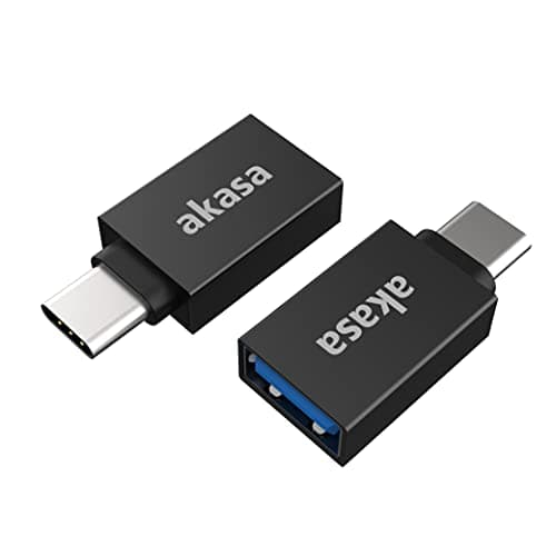 Image of Akasa USB Type-C Male to USB Type-A Female Adapter | USB 3.2 Gen 2 | Up to 10 Gbps | Support Fast Charge | Compatible with Power bank, PC, Laptop, Phone, Tablet | 2 Pack | Black | AK-CBUB62-KT02