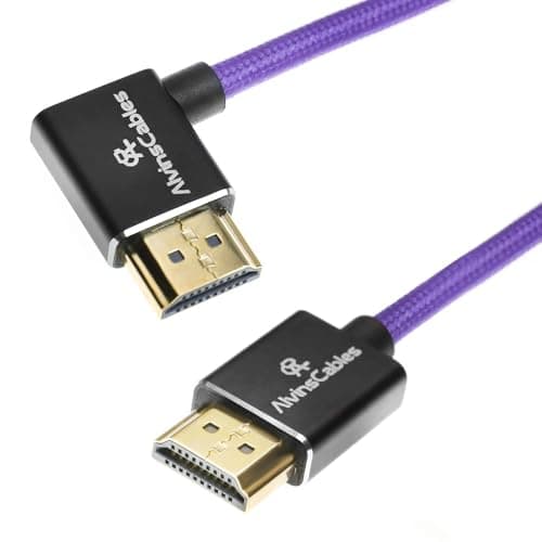 Image of Alvin's Cables 8K HDMI 2.1 Cable for Atomos Ninja V Monitor,for Sony FS5 FS7,BMPCC,for Canon C300 C500 camera,8K@60Hz 4K@120Hz 48Gbps High-Speed Braided Coiled Cable Left Angle Purple