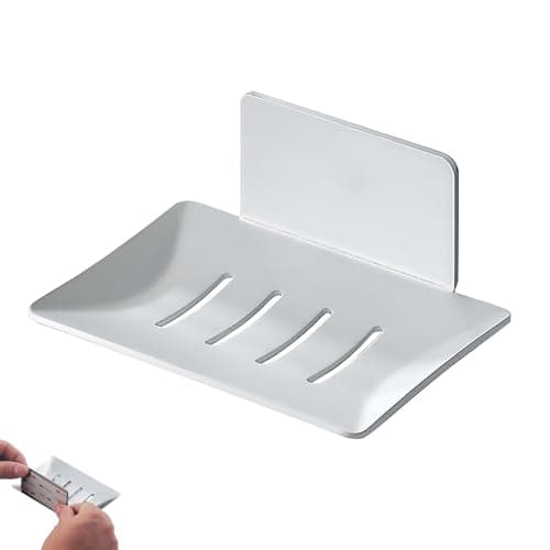 Image of Soap Dish Holder,Stainless Steel Soap Tray 3M Self-Adhesive Chrome Finish Without Drilling,Rustproof Waterproof Silver Soap Tray Rack for Bathroom Kitchen Shower