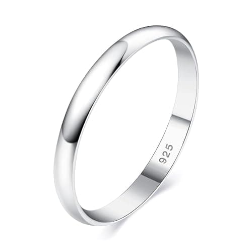 Image of Kualitas Genuine 925 Sterling Silver 2mm Wedding Eternity Ring Band, Classic Ring Band, Minimalist Silver Jewellery (O)