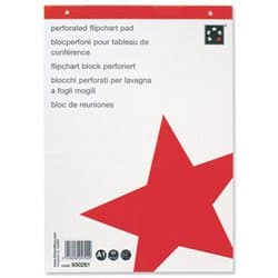 Image of 5 Star Flip Chart Paper Pads A1 (5 Pack) Recycled 40 Sheets Plain Unruled Perforated 2 Holes Punched Flipchart Paper