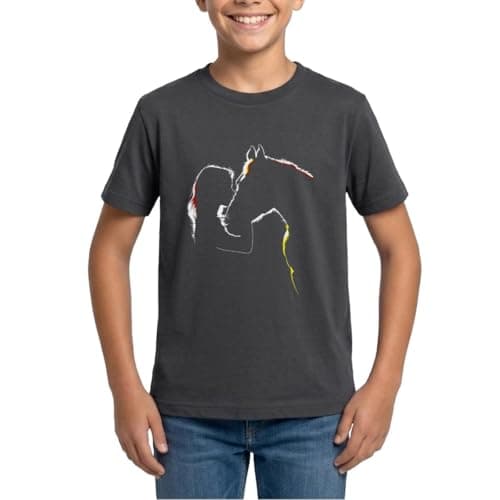 Image of Spreadshirt Horse Girl Silhouette Teenage T-Shirt, 134/146 (9-11 Years), Dark Grey