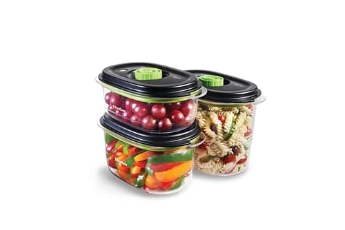 Image of FoodSaver FFC026X Preserve & Marinate Vacuum Containers | 700 ml, 1.2 L & 1.8 L | Airtight BPA-Free Food Containers | Leak-Proof | Dishwasher-Safe | 3 Count, Transparent / Black