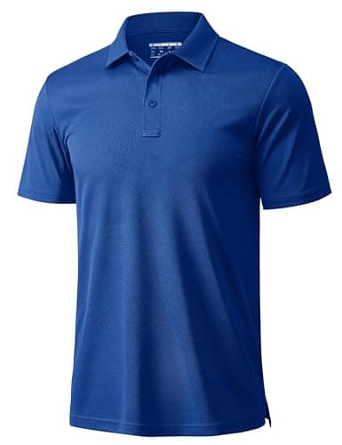 Image of MAGCOMSEN Polo Shirts for Men Quick Dry Breathable Short Sleeve Polo Shirts Wicking Lightweight Golf Tops,Blue,XL