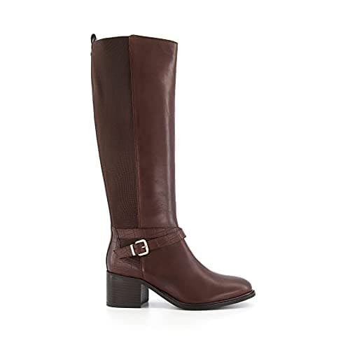 Image of Dune London Women's TILDINGS Knee High Ankle Strap Boots Size UK 3 Brown Block Heel Knee High Boots