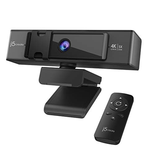 Image of j5create 4K Ultra HD Webcam with 5X Digital Zoom, Privacy Cover, Dual High-Fidelity Microphones, Remote Control, USB-C | for Video Conferencing, Online Classes, Live Streaming (JVCU435)